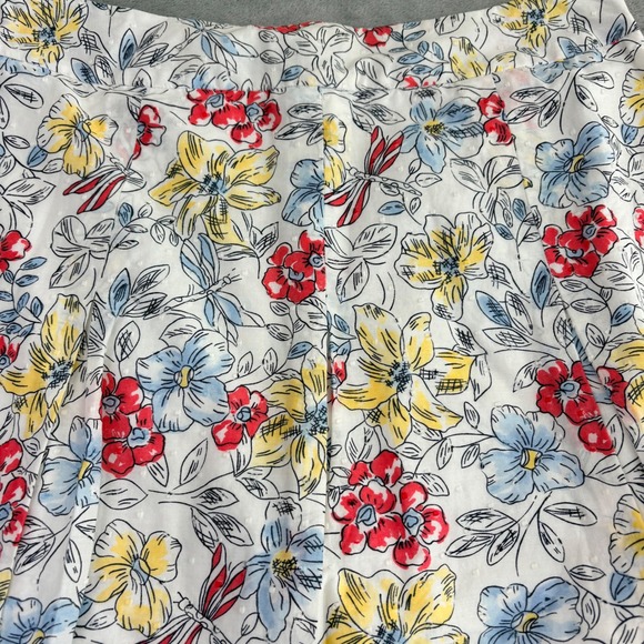 Talbots Womens 10 A Line Midi Skirt Floral Dragonfly Blue White Cottage Garden - Picture 12 of 12